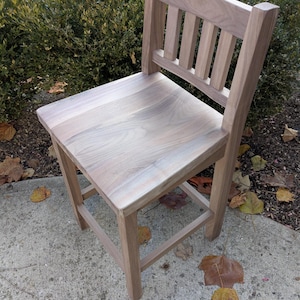 Black Walnut Slat Back Bar Stool Without Custom Finish - Fully Assembled
