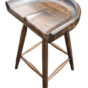 Handcrafted Maple Wagon Seat Bar Stool Counter High - Fully Assembled
