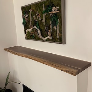 Over 48" Long Live Edge Walnut Floating Shelf Fireplace Mantel Without Hidden Steel Brackets Made In Canada