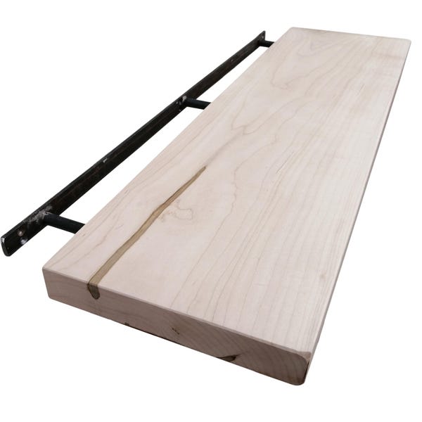 Amish Handmade 1 3/4" Thick Maple Rustic Floating Shelves Wall Mounting Solid Wood Shelf