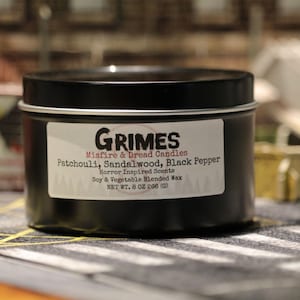 Grimes / Walking Dead / Horror Candle / Homemade / Halloween / Zombies / Horror Fan / Soy Wax Scented Candle / Phthalate Free Oil / 8oz Tin
