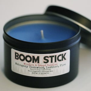Boomstick / Evil Dead Inspired Candle / Mahogany Teakwood & Leather Scent / Scented Soy Wax / Horror Movie Gift / Handmade / Halloween