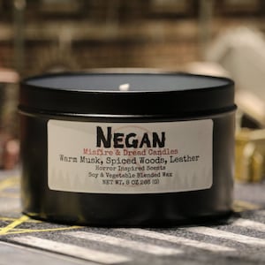 Negan / The Walking Dead / Horror Movie Candle / Homemade / Halloween / Horror Fan / Soy Wax Scented Candle / Phthalate Free Oil / 8oz Tin