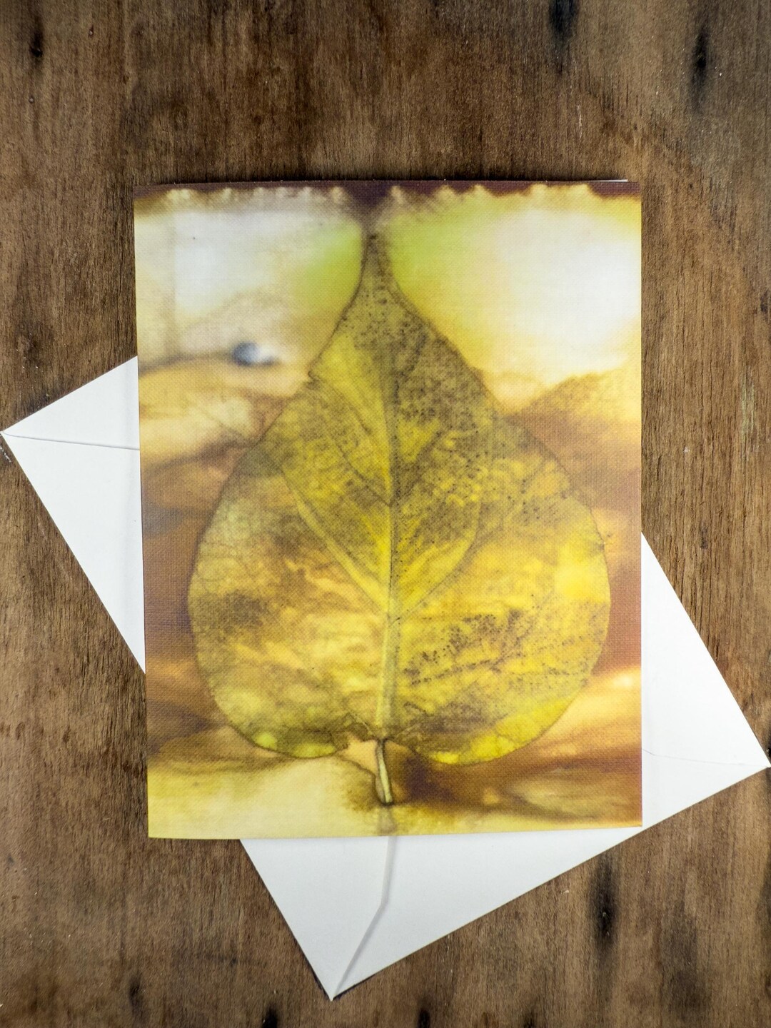 Botanical Nature Art Ecoprint Notecard: Yellow Catalpa - Etsy