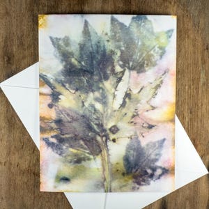 Botanical Nature Art Ecoprint Notecard: Maple Leaves