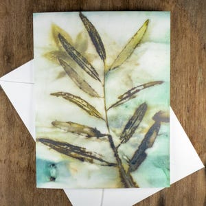 Botanical Nature Art Ecoprint Notecard: Willow Leaves