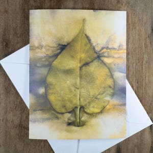 Botanical Nature Art Ecoprint Notecard: Southwestern Catalpa Leaf