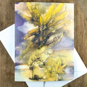 Botanical Nature Art Ecoprint Notecard: Willow Oak, Sawtooth Oak, Japanese Maple