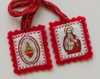 Sacred Heart of Jesus Red Felt Fabric Scapular