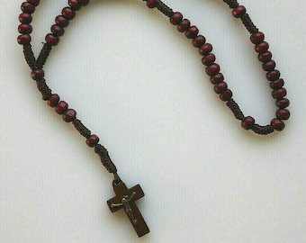 Wood and Cord Rosary in My Pocket