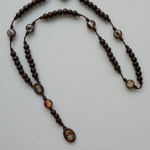 Our Lady of The Seven Sorrows Chaplet with Wood Medallions