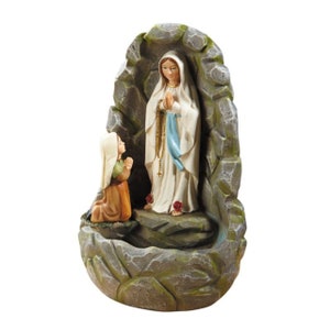 Lady of Lourdes with St. Bernadette Grotto Holy Water Font