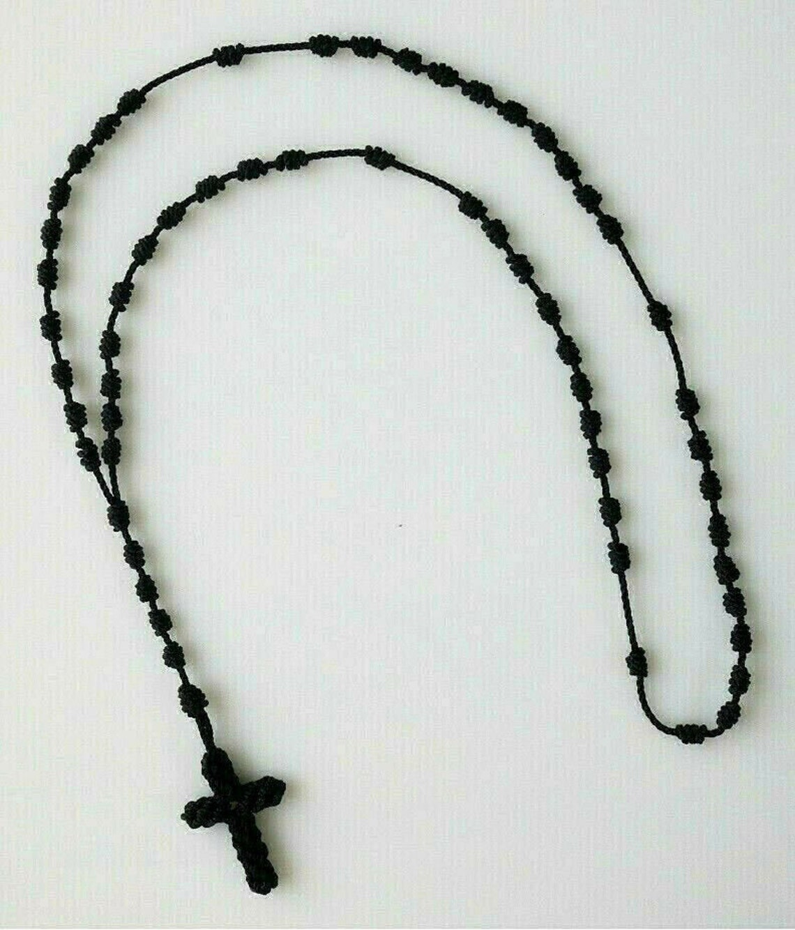 Quality Black Knotted Cord ROSARY with Pouch Etsy