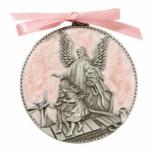 Pink Guardian Angel 2-3/4" Crib Medal for Baby Girls