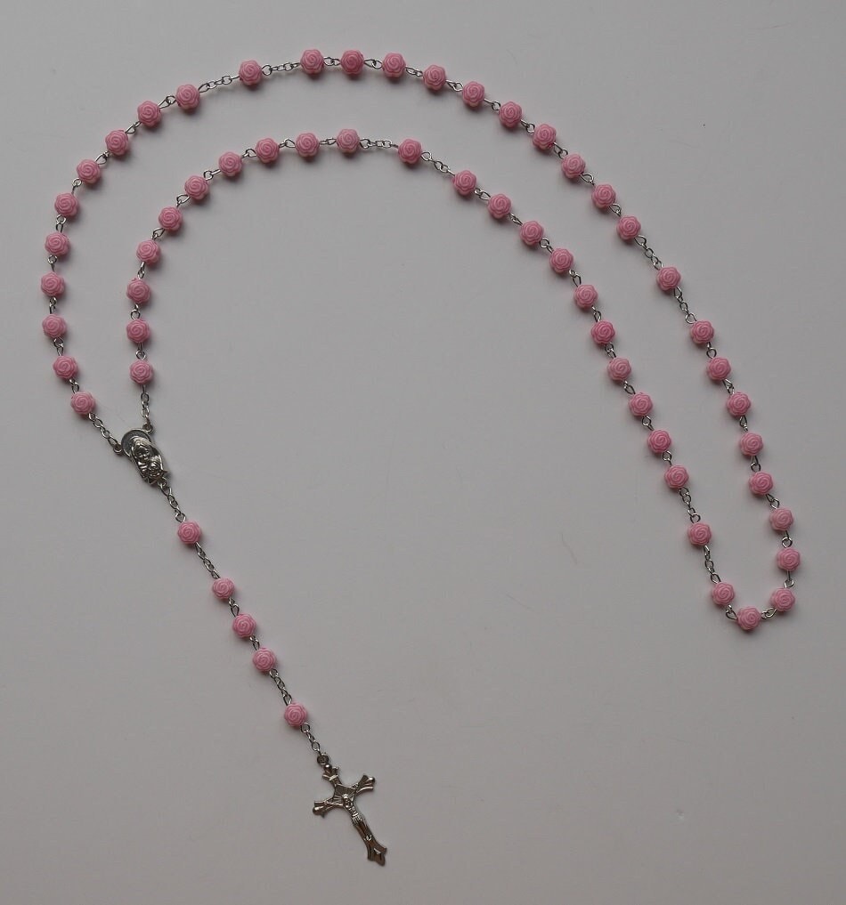 24 Pcs Rosebud Mini Rosary Favor for Baptism Pink/Christening/First  Communion/Sweet 15 / Wedding/Recuerdos de Bautizo