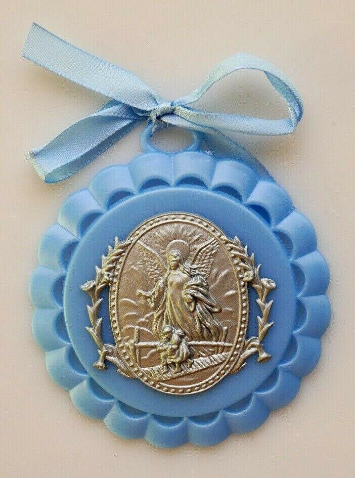 Guardian Angel Blue Crib Medal for Baby Boys Etsy