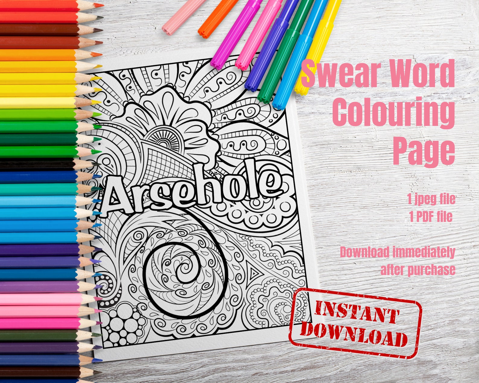 Motivational Swear Word Colouring Page Instant Download | Etsy
