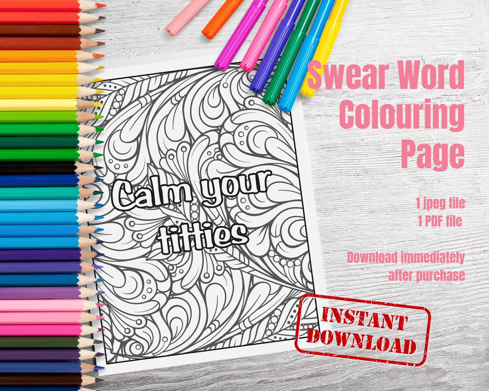 Motivational Swear Word Colouring Page Instant Download | Etsy