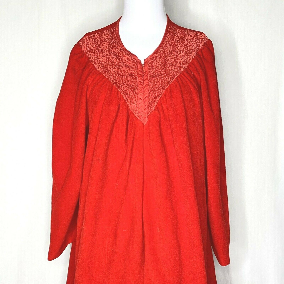 Vintage Vanity Fair Velour Robe Red Medium 3/4 Zip Embroidered Etsy