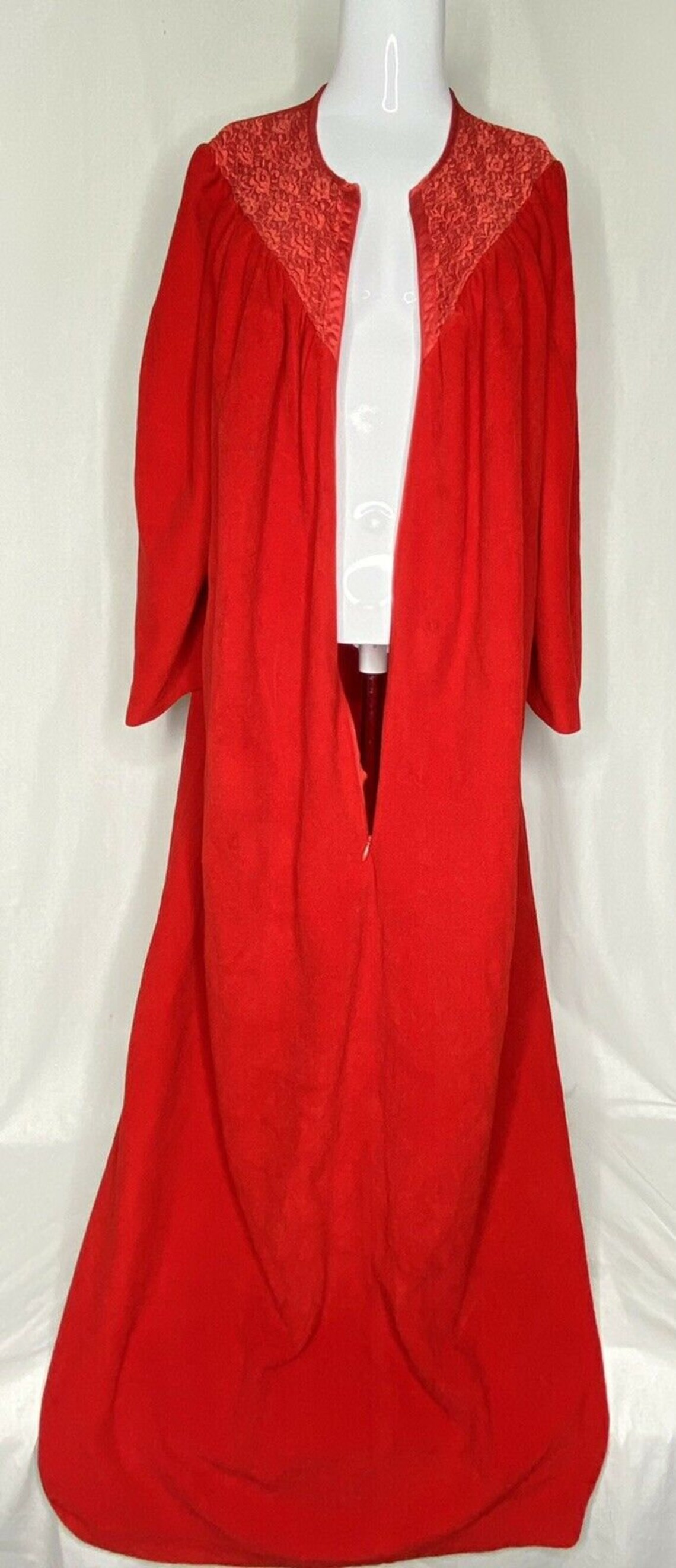Vintage Vanity Fair Velour Robe Red Medium 3/4 Zip Embroidered Etsy