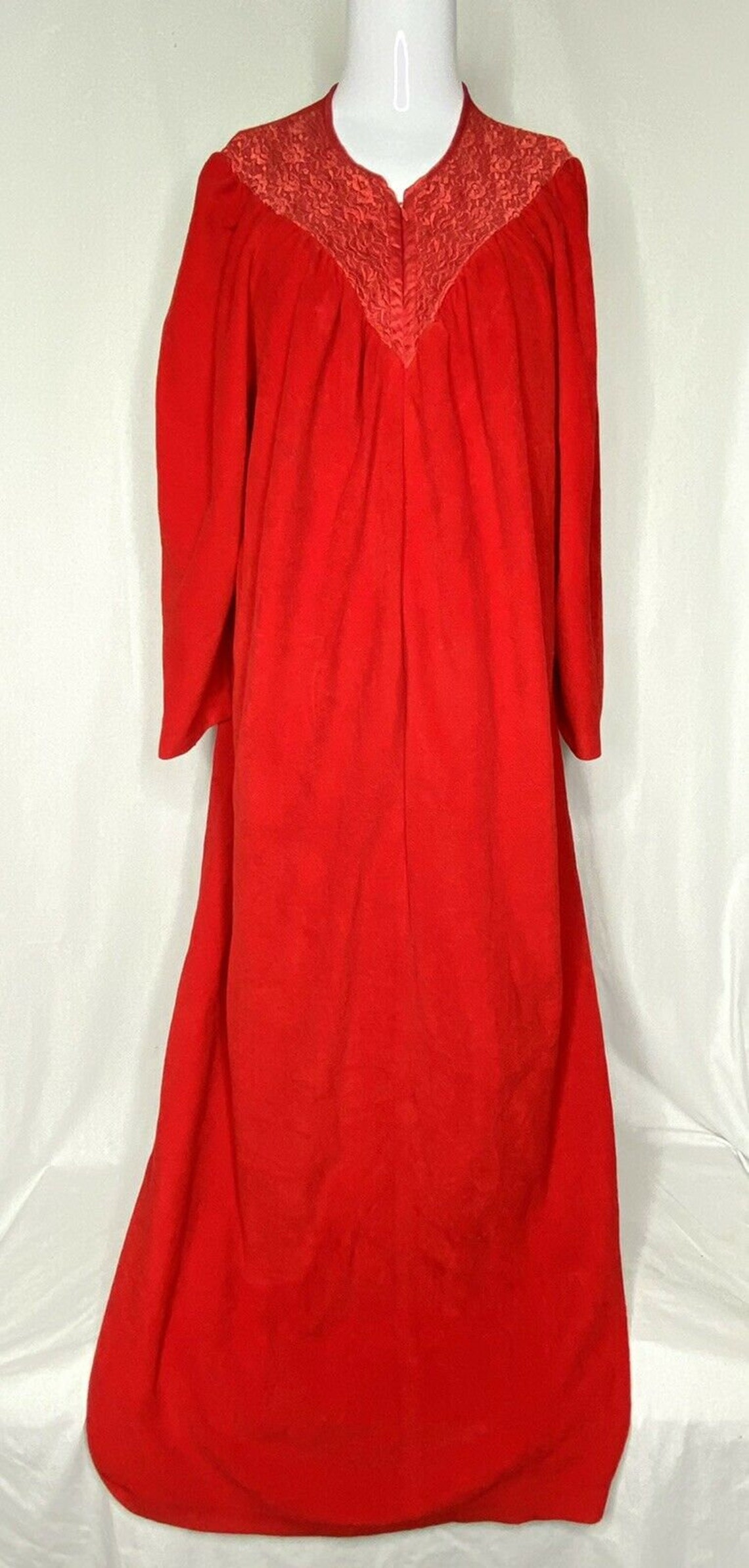 Vintage Vanity Fair Velour Robe Red Medium 3/4 Zip Embroidered Etsy