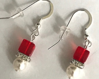 Scarlet Red European Crystal Earrings by Crystal River Creations LLC