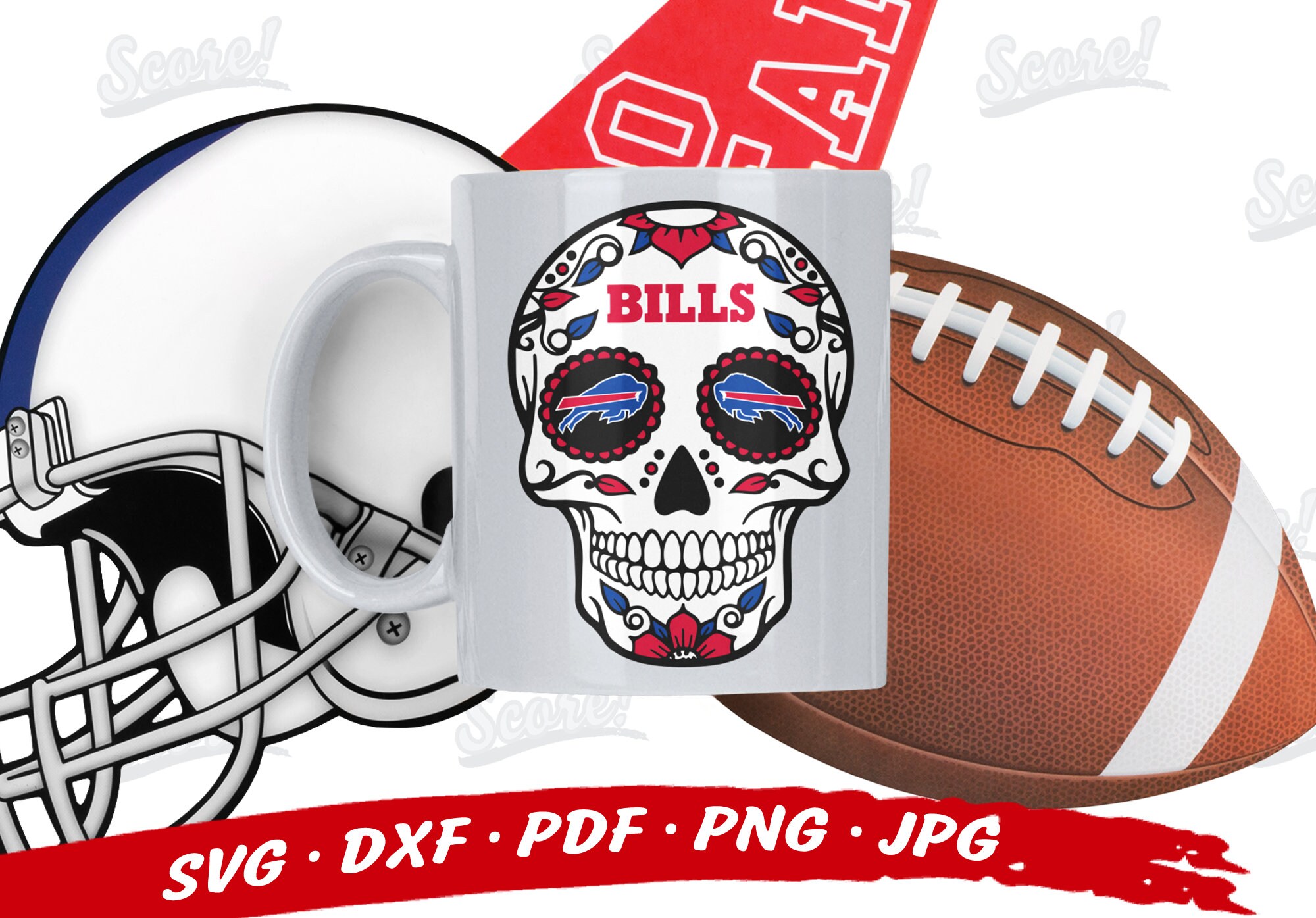 Buffalo BILLS Sugar Skull Svg Buffalo Bills Svg Files For | Etsy