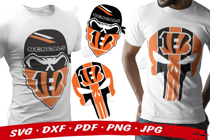 Download Cincinnati BENGALS NFL Skull Svg Bundle Bengals Svg Files | Etsy
