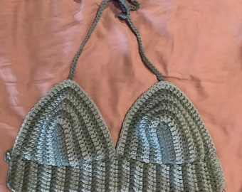 Crocheted Bralette Top: Revealing Back, Adjustable Straps, Beachwear