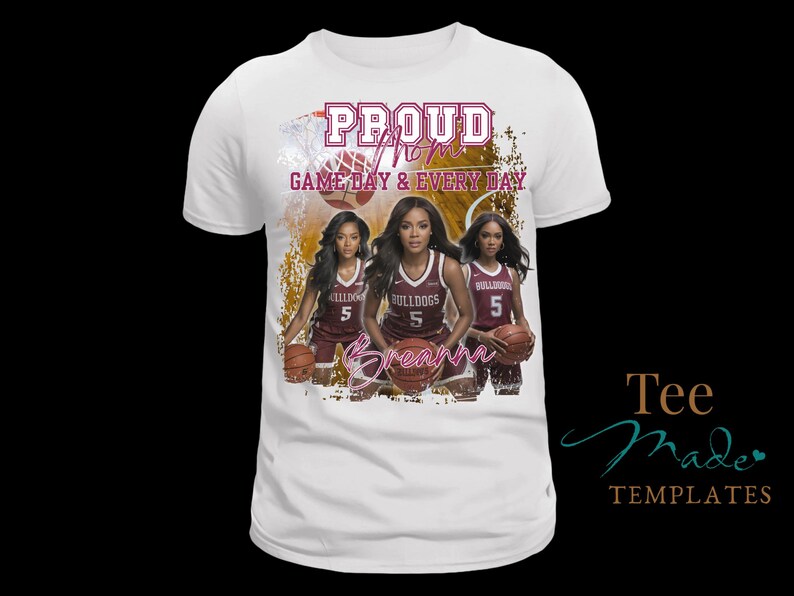 Proud Mom Basketball Shirt Design, Canva Template, Editable Gameday tshirt, Changeable Colors, Personalized t-shirt , Sublimation, DTF, DTG image 4