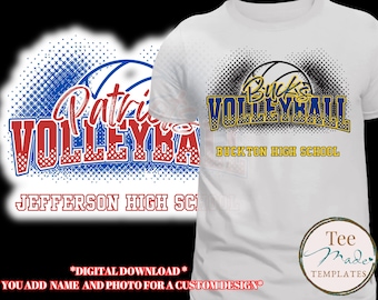Volleyball Shirt Design | Canva Template | Custom School Spirit Shirt | Editable Colors Mascot | Volleyball Mom Shirt | Team Pride PNG