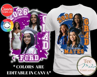 Sjabloon afstuderen shirt, 2025 afstuderen, bewerkbare aangepaste foto shirt, canvas sjabloon, senior 2025, sublimatie tshirt foto's, DIY shirt