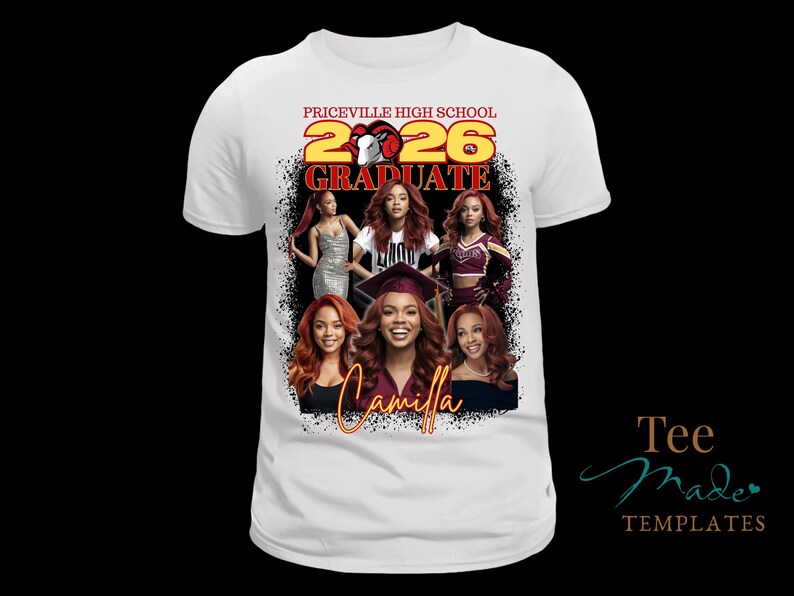 Grad Shirt Template, Canva Graduation Shirt, Mascot, 2026 Grad T-shirt, Editable Template, Customize Bootleg Tee, Sublimation Tshirt, DIY image 9