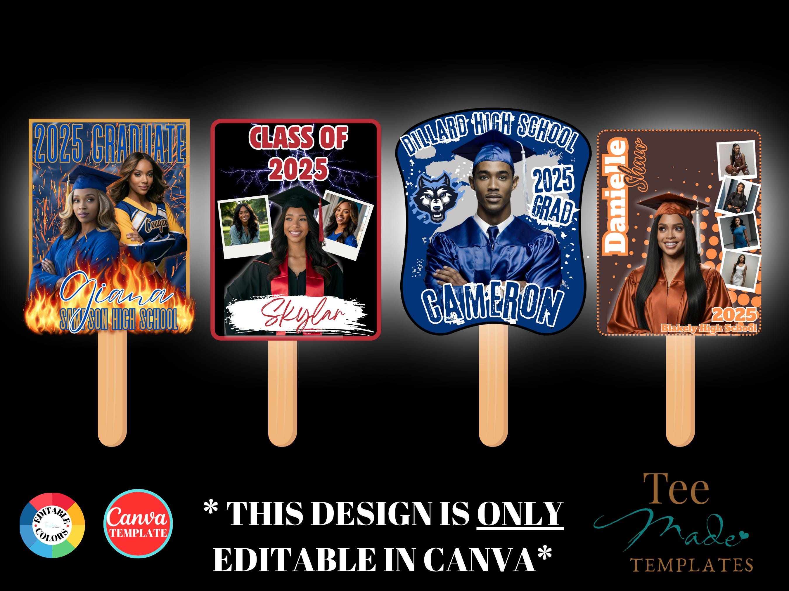 Graduation Fan Template, Canva Template, Custom Grad Favors, Grad 2025 ...