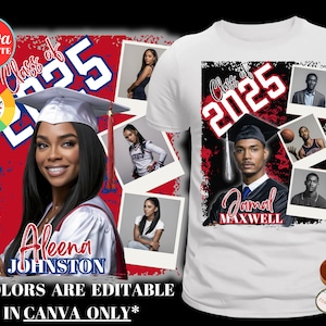 Grad Template, Family Grad Shirt, 2025 Graduation Shirt Template, Editable Canva Template, Polaroid, Customize, Sublimation Tee, DIY Shirt