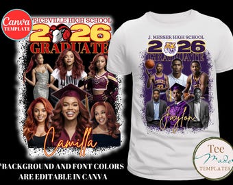Grad Shirt Template, Canva Graduation Shirt, Mascot, 2026 Grad T-shirt, Editable Template, Customize Bootleg Tee, Sublimation Tshirt, DIY