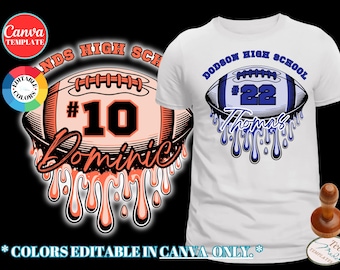Editable Football Canva Template | Custom Player Name & Number Shirt Design | Team Colors | Football Mom Senior Night DIY