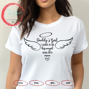 Daddy's Girl Memorial Angel Wings SVG - Homenaje a papá, Diseño de camisa con memoria amorosa, Regalo de duelo por pérdida, RIP PNG