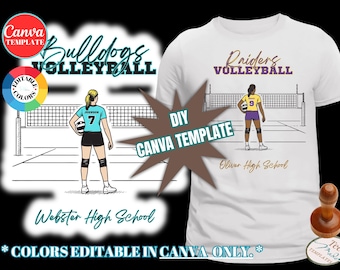 Personalized Volleyball Mom Shirt, Custom Canva Template, DIY Volleyball Mom tshirt, Change Colors, Custom High School Spirit Wear, DTF