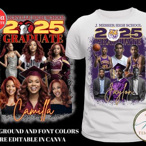 2025 graduierter, Canva Abschluss-Shirt mit Maskottchen, graduierte T-Shirt-Vorlage, bearbeitbare Vorlage, T-Shirt anpassen, Sublimations-T-Shirt, DIY-Shirt