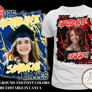 Graduation Shirt Design, 2025 Graduate, Custom Graduate Shirt with Photos, Canva Template, Sublimation tshirt Pictures, Grad png design