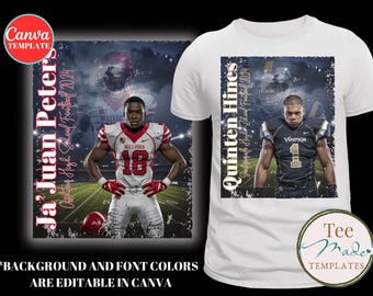 Football Shirt Design, Canva Template, Customizable Gameday tshirt, Edit Colors, Personalized High School shirt , Sublimation, DTF, DTG