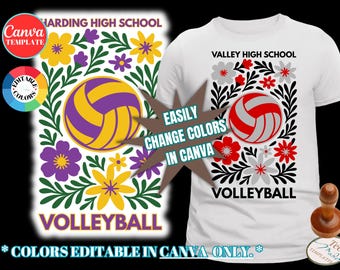 Personalized Volleyball Mom Shirt, Custom Canva Template, DIY Volleyball Mom tshirt, Change Colors, Custom High School Spirit Wear, DTF