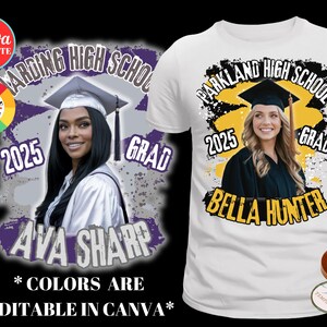 2025 graduierter, Canva-Vorlage, benutzerdefiniertes Abschluss-Hemd, graduiertes T-Shirt, bearbeitbare Vorlage, Anpassen-T-Shirt, Sublimations-T-Shirt, DIY-Shirt, DTF