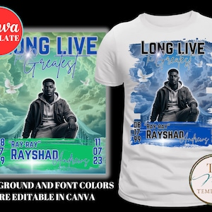 Customizable Memorial Background for Funeral, Editable Canva Template, Custom RIP Memorial Photo T-shirt PNG Sublimation, DIY Obituary Cover