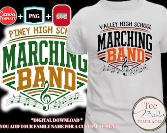 Marching Band Shirt Design | Editable Canva Template PNG SVG