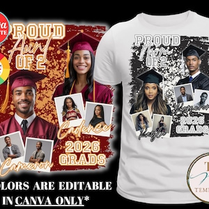 Klasse von 2026, Abschluss-Shirt, Canva-Vorlage, Sibling-Grads, Zwillinge, Bilder, Foto-Shirt, Grad-T-Shirt, bearbeitbar, Sublimation, DIY, DTF