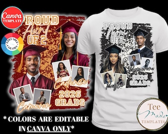 Class of 2026, Graduation Shirt, Canva Template, Sibling Grads, Twins, Pics, Photo Shirt, Grad T-shirt, Editable, Sublimation, DIY, DTF