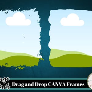 Sjablonen voor canvasframes, set van 2 verontruste vierkante frames, aanpasbare canva-faams, canvasfotolijst, slepen en neerzetten, 10 voor 10