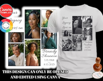 Memorial Shirt Canva Template | Photo RIP Tribute Shirt | Editable Funeral T-Shirt Design | Celebration of Life  | DIY Remembrance Shirt